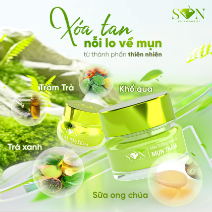 Combo Kem Face Cao Mụn Sữa Ong Chúa + Kem Face Xanh Mụn Thâm Son Cosmetic