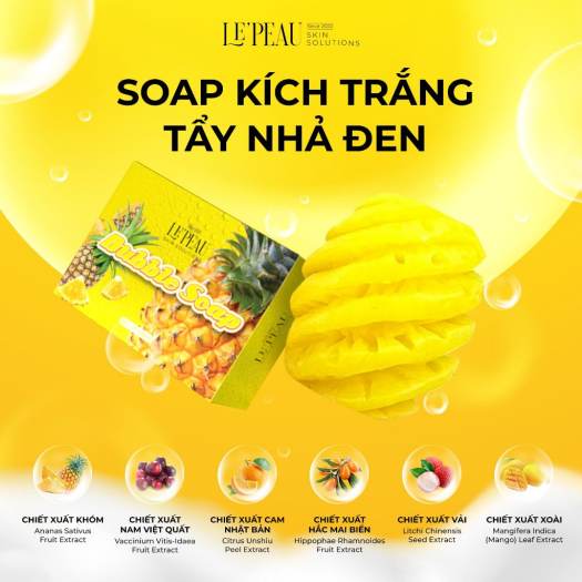 Xà Bông Tắm Trắng Body Khóm Bubble Soap 65g Le Peau
